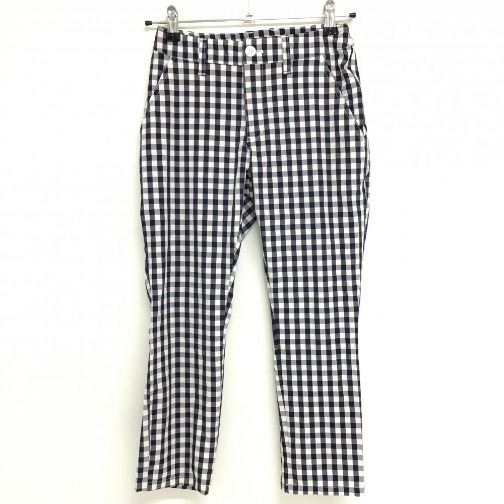 【超美品】キスマーク パンツ ネイビー×白 チェック  レディース 5 ゴルフウェア Kiss Mark