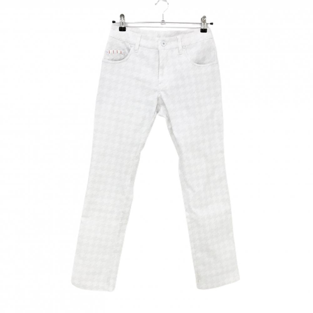 キスマーク パンツ 白×ライトグレー 千鳥格子  レディース 9 ゴルフウェア kissmark