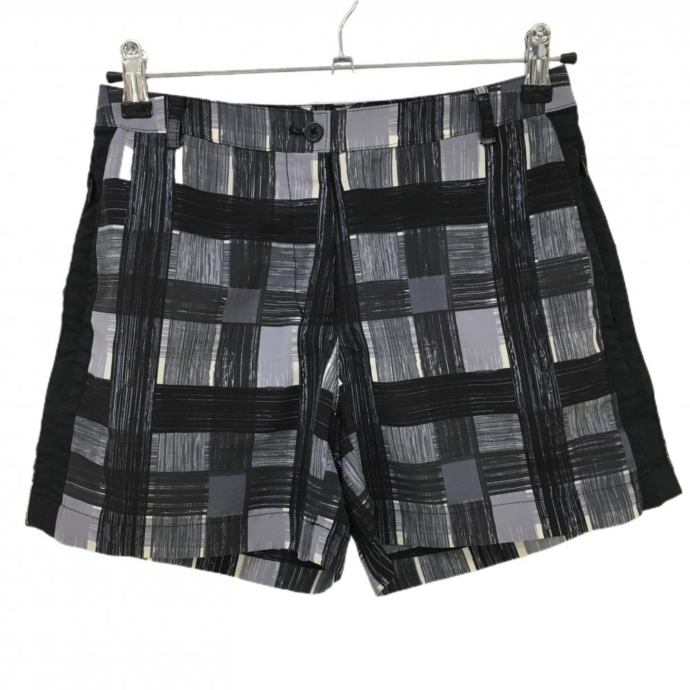 【美品】カルバンクラインゴルフ ショートパンツ グレー×黒 チェック ジップポケット レディース 7 ゴルフウェア Calvin Klein Golf
