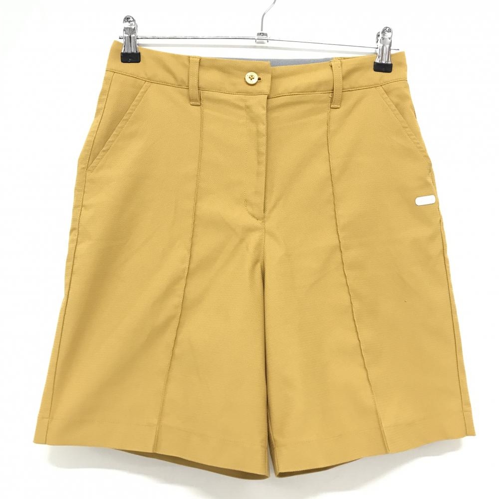 エピキュール ハーフパンツ マスタードイエロー系 ロゴ白 ストレッチ レディース L ゴルフウェア epicure