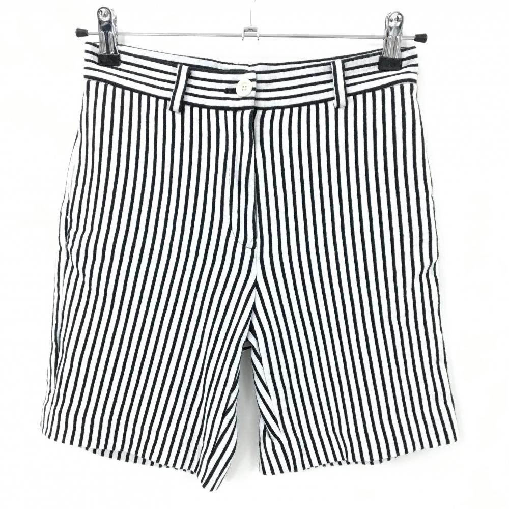 【美品】エンポリオアルマーニ ショートパンツ 白×黒 ストライプ  レディース S ゴルフウェア EMPORIO ARMANI