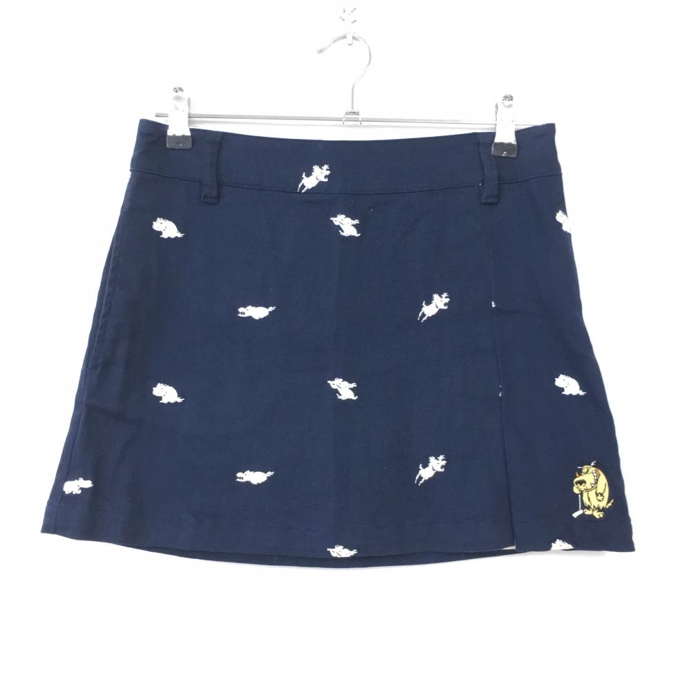 FICCE GOLF フィッチェゴルフ スカート ネイビー×白 ケンケン 総柄 Wack Races  レディース L ゴルフウェア