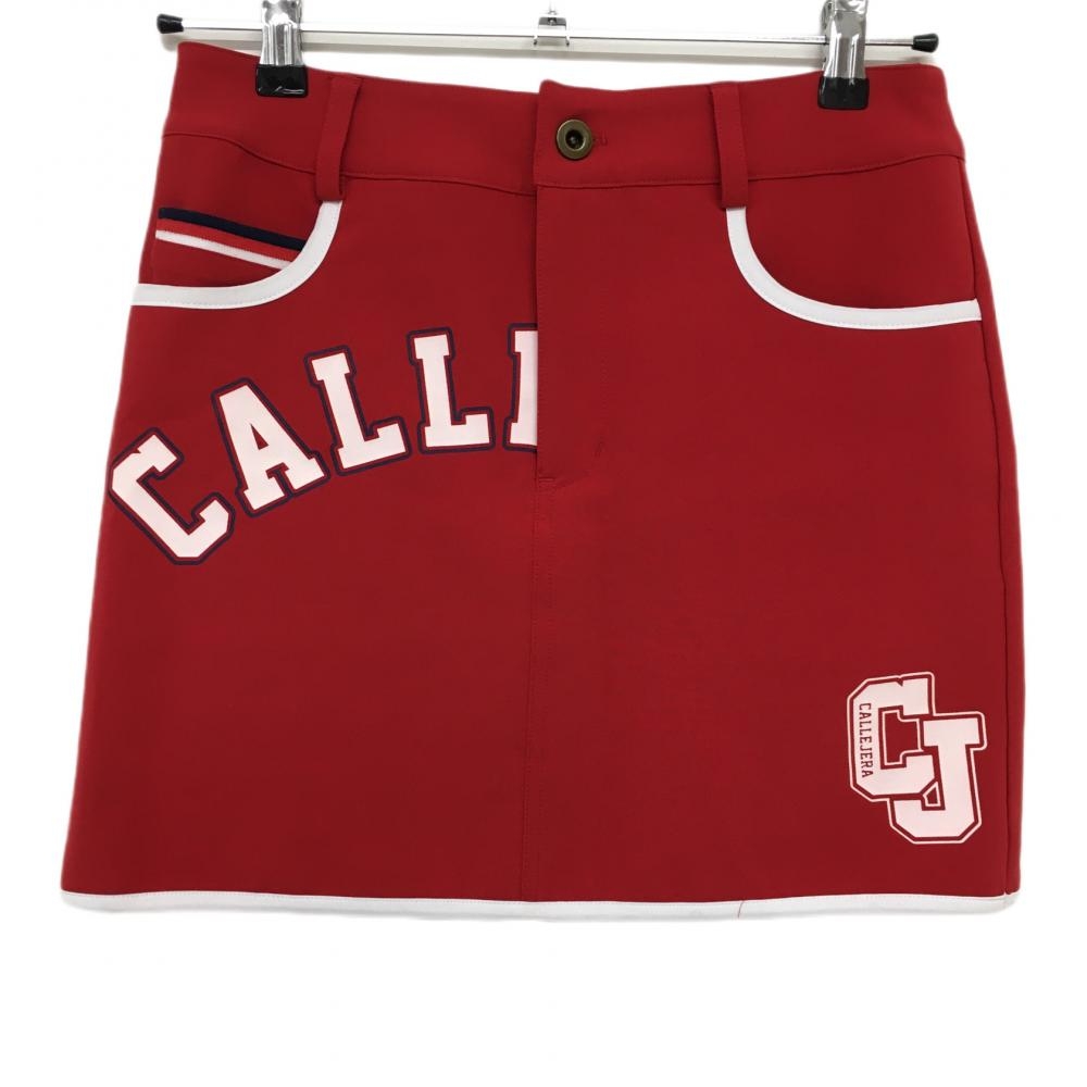【超美品】カジェヘラ スカート レッド×白 ストレッチ レディース 0 ゴルフウェア CALLEJERA