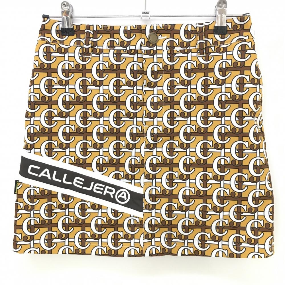 【超美品】カジェヘラ スカート ブラウン×白 総柄 レディース 1 ゴルフウェア CALLEJERA