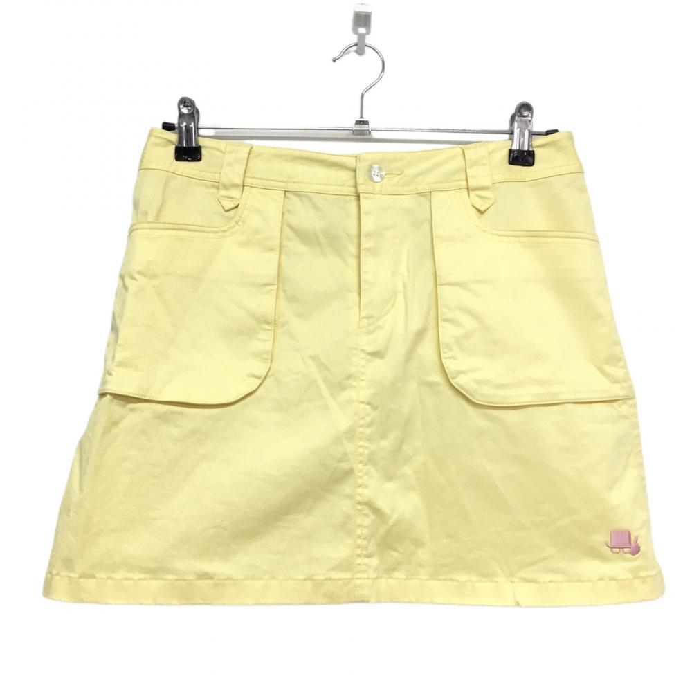 【美品】フィッチェゴルフ スカート イエロー 無地 インナーパンツ付 レディース LL ゴルフウェア FICCE GOLF