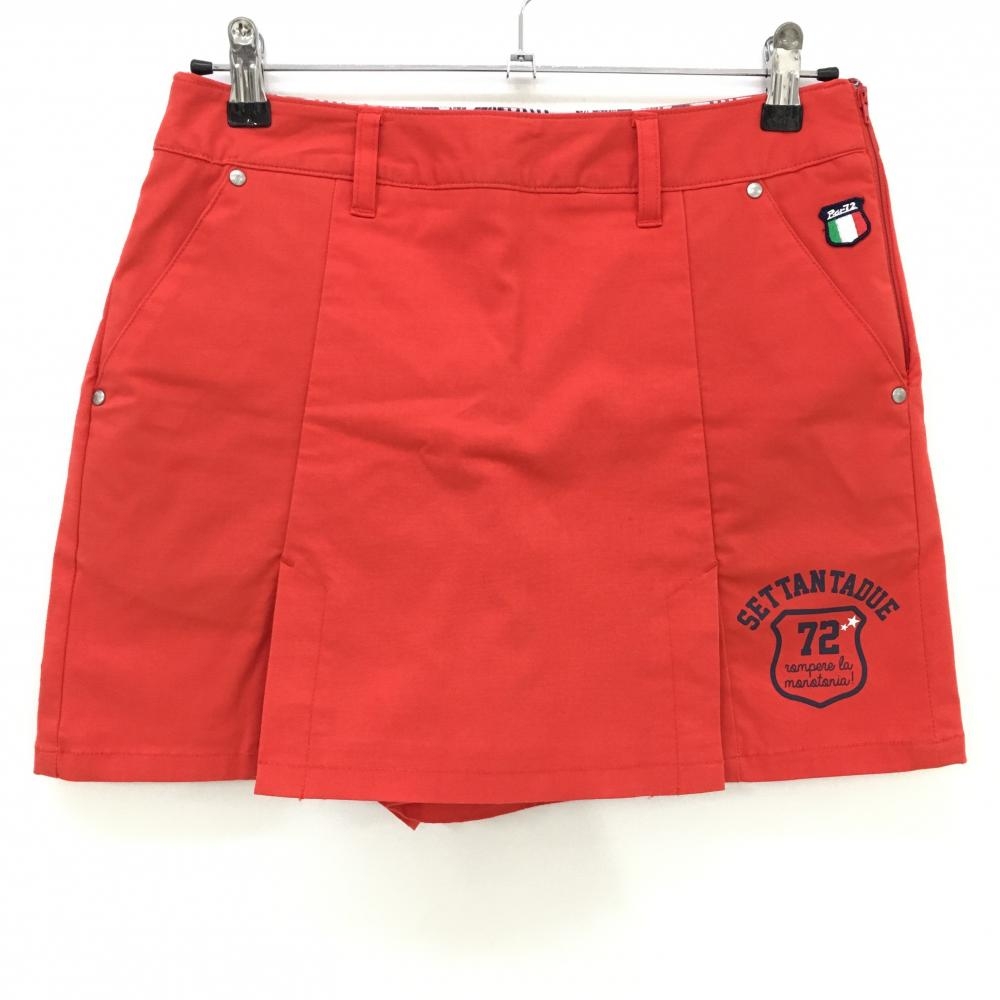 【超美品】パーセッタンタデュエ スカート レッド×ネイビー ミニロゴワッペン レディース L ゴルフウェア PAR72