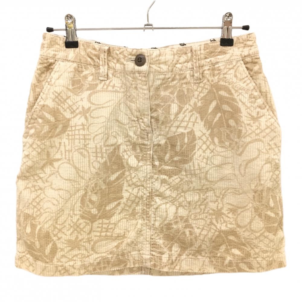 【美品】パームスネイク コーデュロイスカート アイボリー×ベージュ リーフ柄  レディース M ゴルフウェア PALMSNAKE