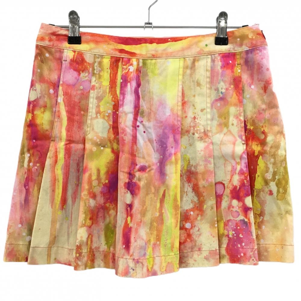 【新品】アルベルトゴルフ スカート イエロー×レッド 総柄 内側インナーパンツ  レディース 34/R ゴルフウェア ALBERTO