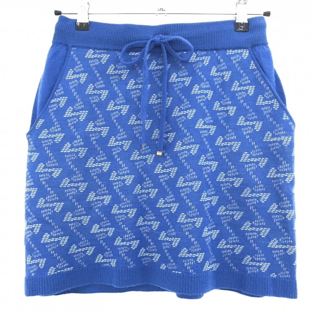 【超美品】レザレクション ニットスカート ブルー×白 総柄 裏地付 レディース M ゴルフウェア Resurrection