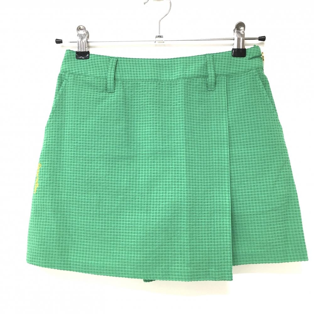 【超美品】レザレクション スカート グリーン ボックスチェック織生地 レディース XS ゴルフウェア 2024年モデル Resurrection