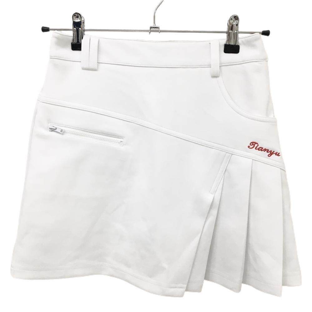 【超美品】ティーティーワイジージェイ スカート 白×レッド プリーツ切替 内側インナーパンツ  レディース XS ゴルフウェア TTYGJ