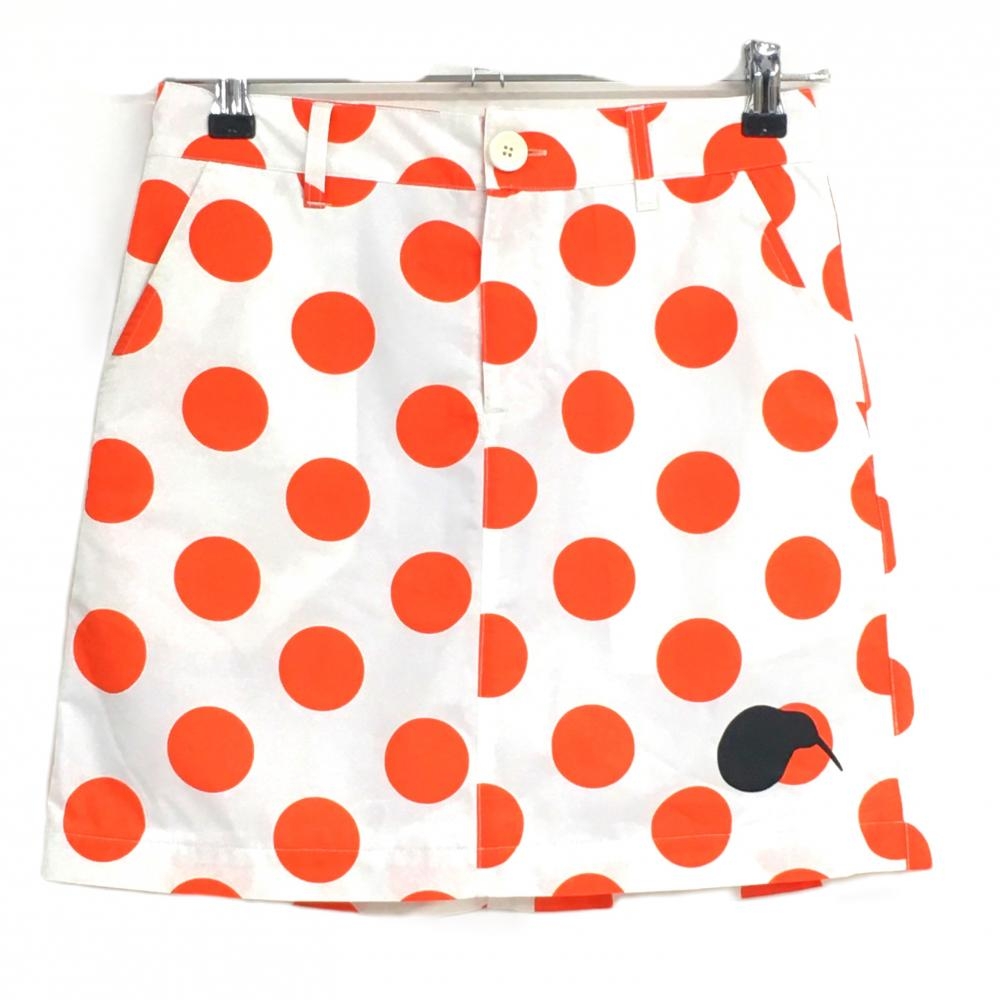 パームスアンドコー スカート 白×オレンジ ドット 裏地メッシュ  レディース S ゴルフウェア PALMS&CO