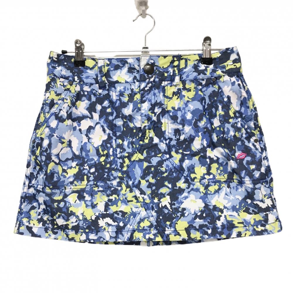 【超美品】キスマーク スカート ネイビー×ライトブルー 総柄  レディース 11 ゴルフウェア KISS MARK