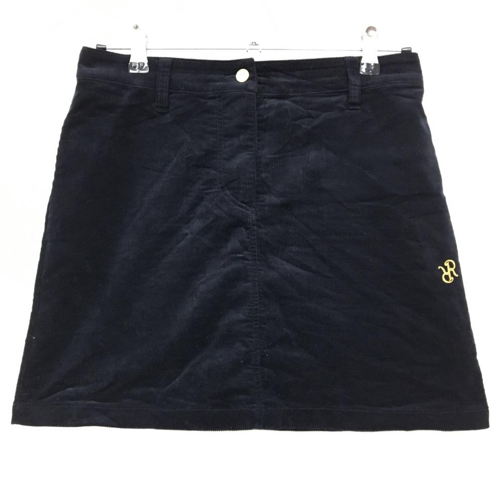 【美品】レザレクション コーデュロイスカート 黒×ゴールド ストレッチ  レディース S ゴルフウェア 2023年モデル Resurrection