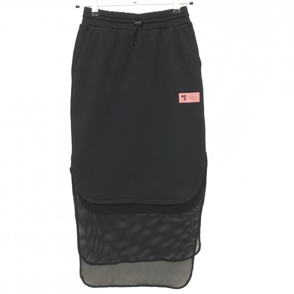 エヌビービーウィークエンド スカート 黒 裾メッシュ 所々毛羽立ち レディース 0(S) ゴルフウェア NBB WEEKEND