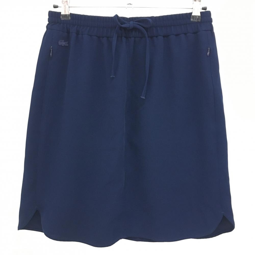【超美品】ラコステ スカート ネイビー ウエストゴム ワッペン  レディース 38(L) ゴルフウェア LACOSTE