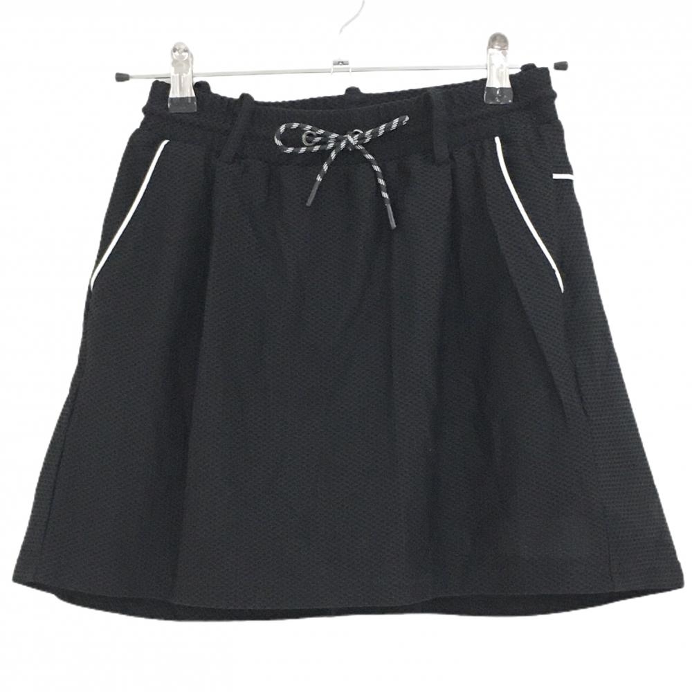 【超美品】ディセンバーメイ ストレッチスカート 黒×白 メッシュ調生地 ウエストゴム＆調節紐  レディース S ゴルフウェア DECEMBERMAY