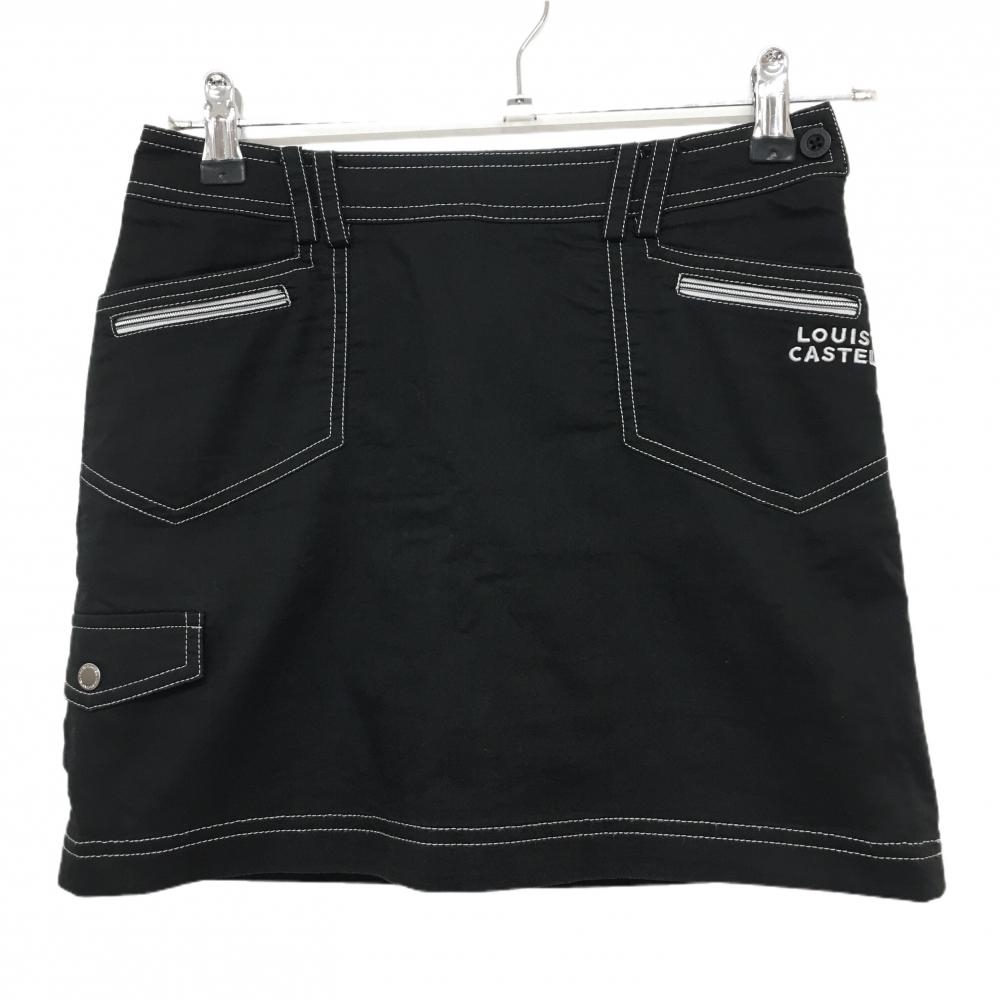 【超美品】ルイカステル スカート 黒 ステッチ白 ストレッチ 韓国モデル レディース 64 ゴルフウェア LOUIS CASTEL