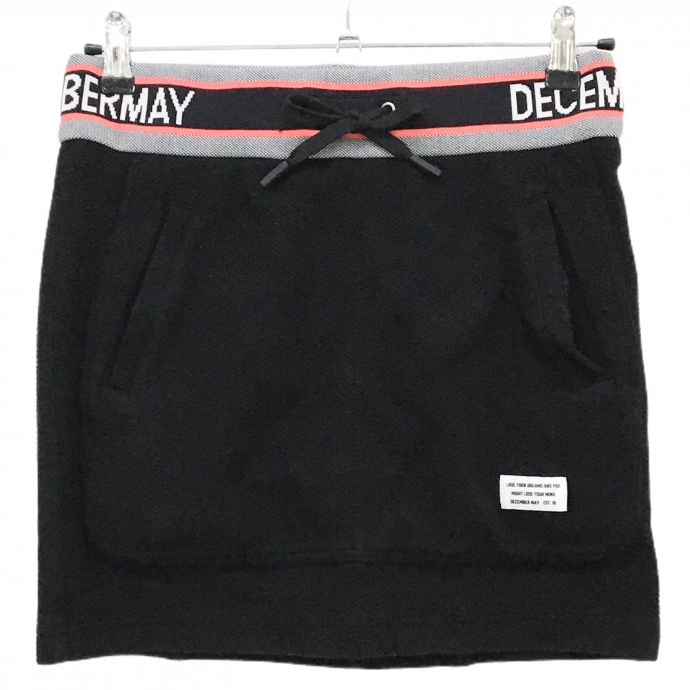 ディセンバーメイ スカート 黒 総柄地模様 内側インナーパンツ ウエスト英字ロゴ レディース M ゴルフウェア DECEMBERMAY
