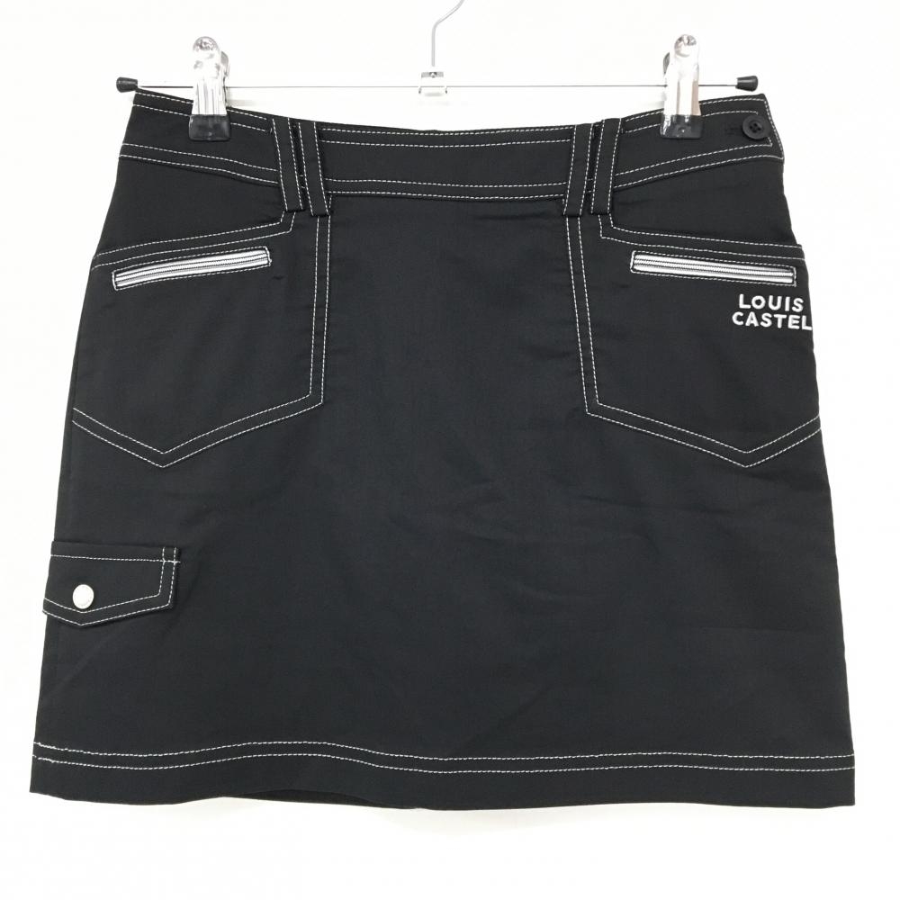 【超美品】ルイカステル スカート 黒×白 ステッチ 内側インナーパンツ レディース 64 ゴルフウェア LOUIS CASTEL