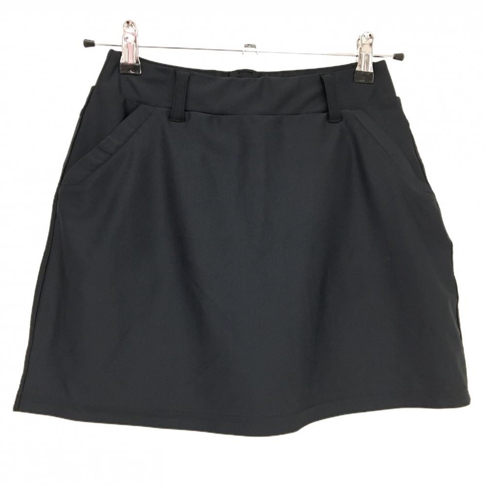 【美品】アンサネス スカート 黒 ストレッチ ロゴ刺しゅう 内側インナーパンツ  レディース S ゴルフウェア ANSUNESS