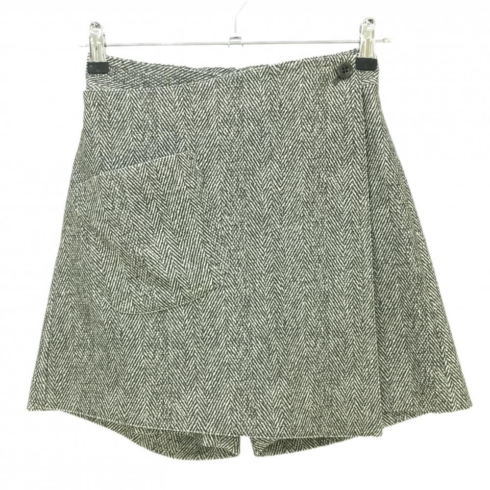 【超美品】ノイジーノイジー キュロットスカート ライトカーキ系×黒×白 ヘリンボーン調 レディース 38 ゴルフウェア Noisy Noisy