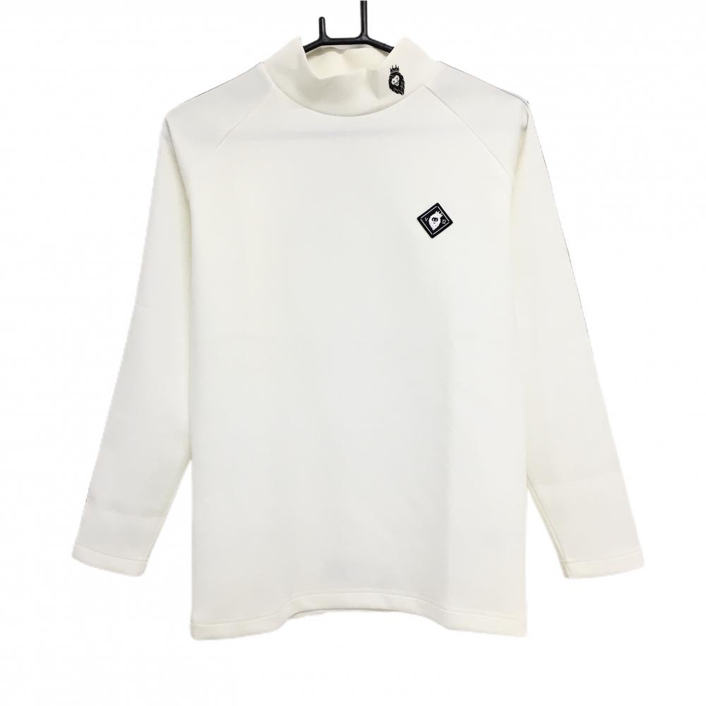 【美品】ヴィトゥエルヴ 長袖ハイネックシャツ 白×黒 ストレッチ 吸水速乾性  メンズ 2(L) ゴルフウェア 2024年モデル V12