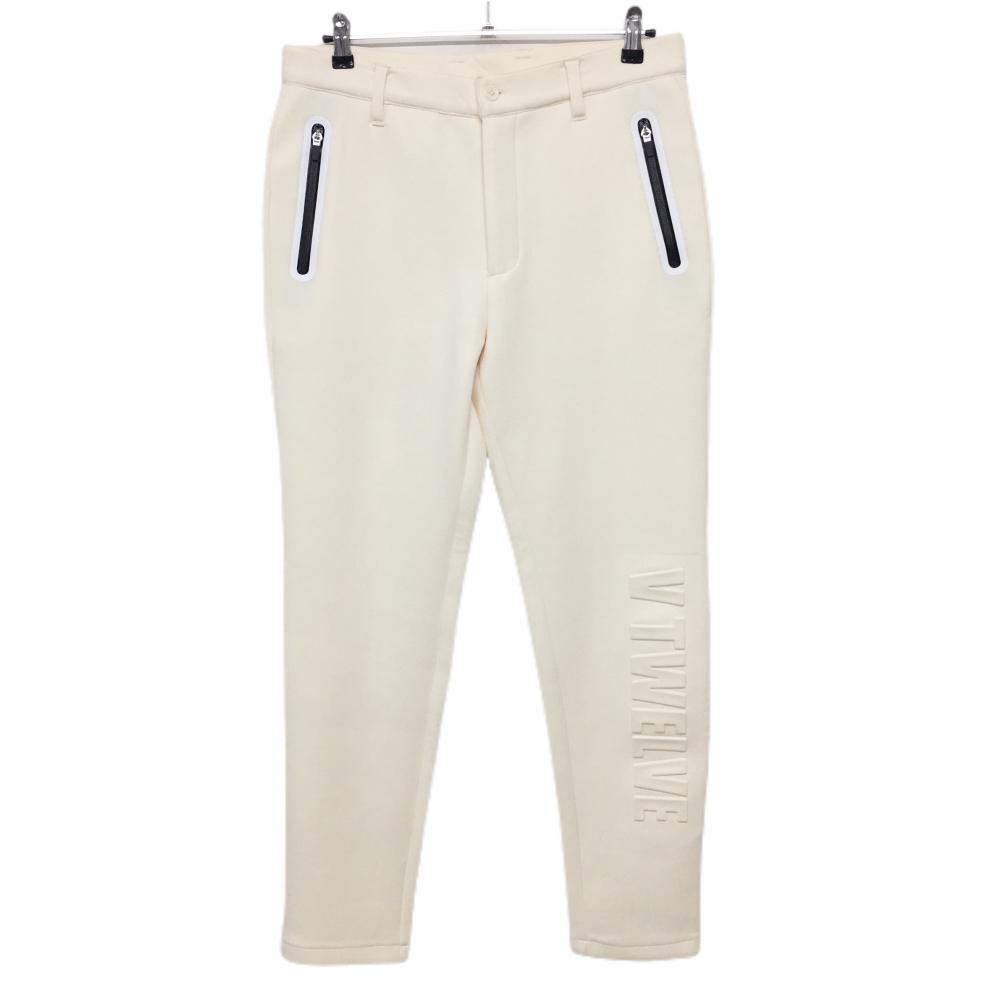 【超美品】ヴィトゥエルヴ パンツ アイボリー×黒 ダンボールニット 立体ロゴ  メンズ L ゴルフウェア 2024年モデル V12