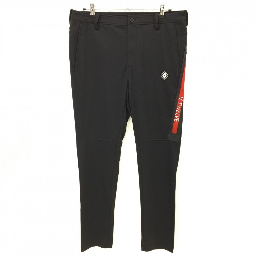 【新品】V12 パンツ 黒×レッド ジップロゴ ストレッチ メンズ XL ゴルフウェア 2024年モデル V12