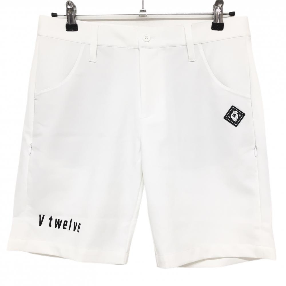 【新品】ヴィトゥエルヴ ハーフパンツ 白×黒 ストレッチ メンズ M ゴルフウェア 2023年モデル V12