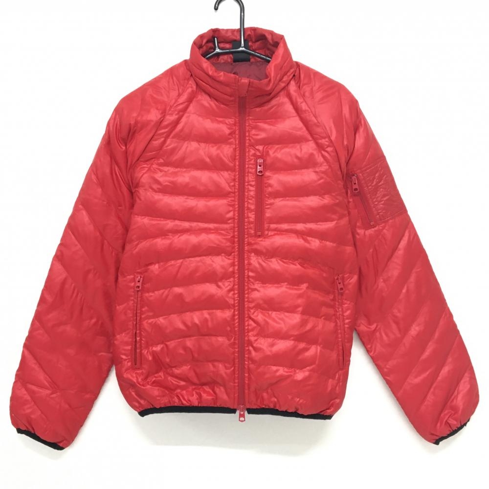 【美品】エドウィン 2WAYダウンジャケット レッド 袖着脱可 メンズ MEDIUM ゴルフウェア EDWIN GOLF