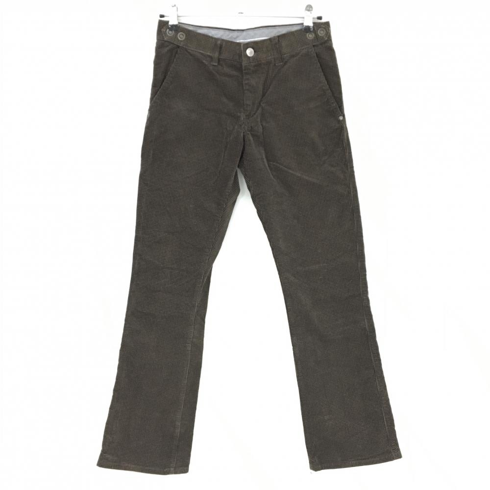 【美品】エドウィン パンツ ブラウン チェック ストレッチ 表微起毛  メンズ S ゴルフウェア EDWIN GOLF
