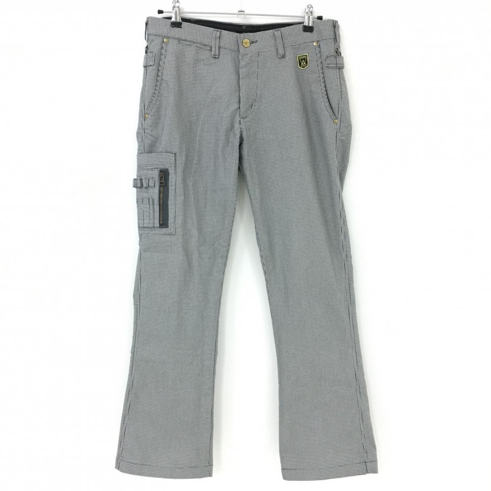 【美品】エドウィンゴルフ パンツ 白×黒 千鳥格子 ティー装着可 メンズ M ゴルフウェア EDWIN GOLF
