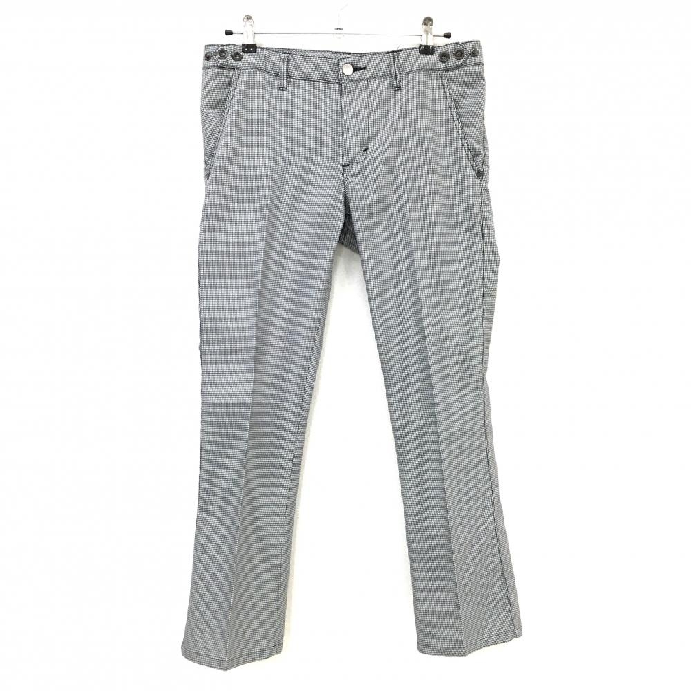 【美品】エドウィンPRESTIGE パンツ 白×黒 千鳥柄 バックロゴ  メンズ M ゴルフウェア EDWIN GOLF