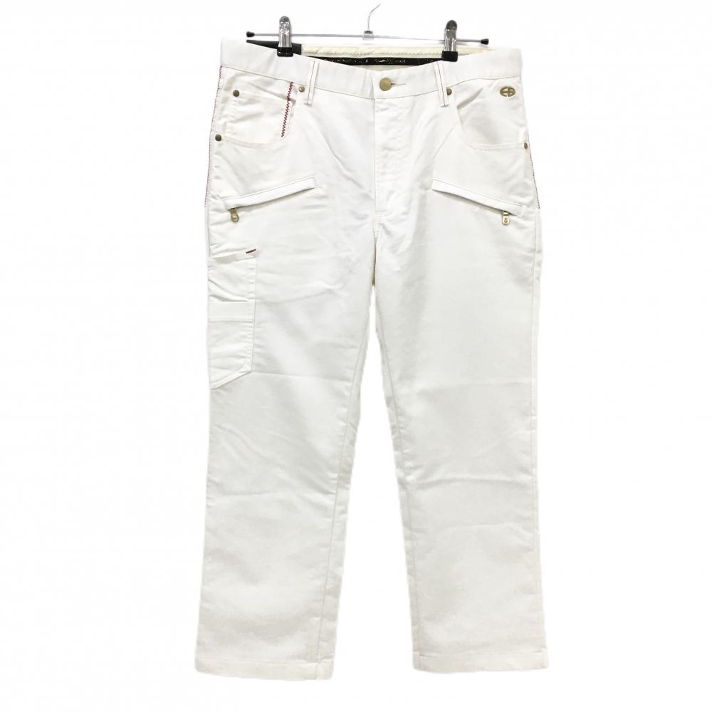 エドウィンゴルフ パンツ 白×レッド ステッチ 複数ポケット メンズ L ゴルフウェア EDWIN GOLF