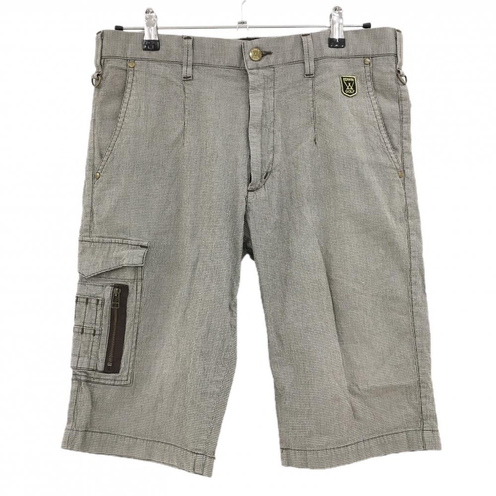 【美品】エドウィンゴルフ ハーフパンツ ブラウン系 地模様 ストレッチ メンズ L ゴルフウェア EDWIN GOLF