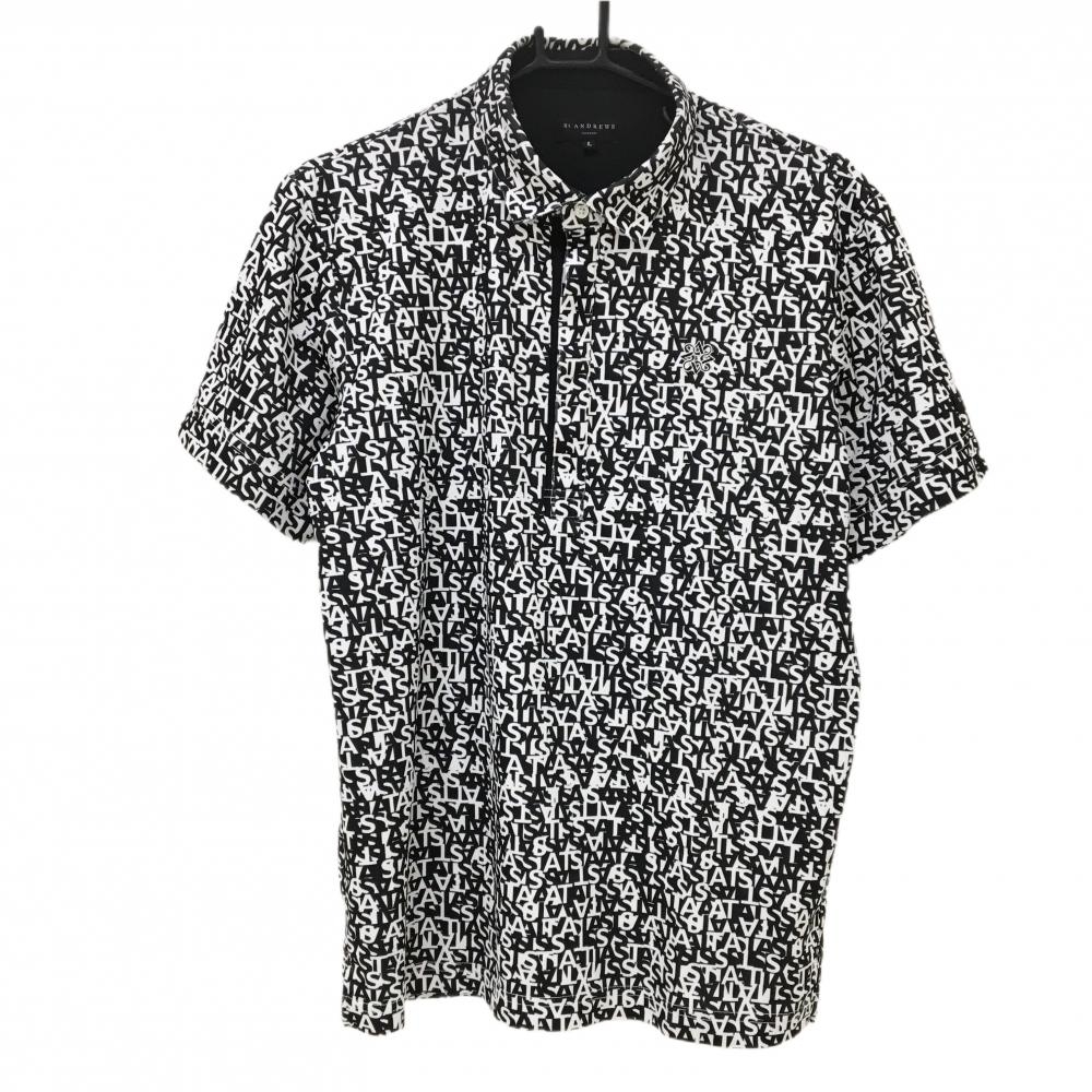 【美品】セントアンドリュース 半袖ポロシャツ 白×黒 ロゴ総柄 メンズ L ゴルフウェア St ANDREWS