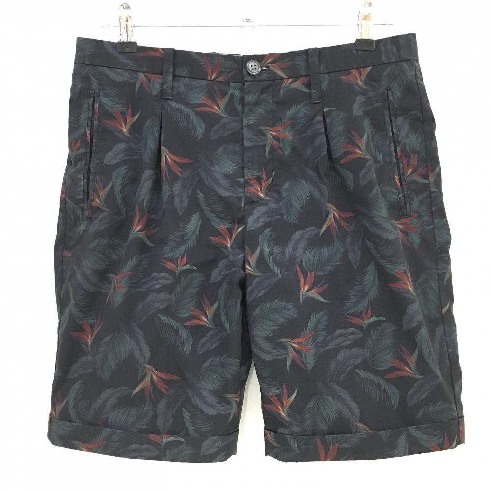 【美品】セントアンドリュース ハーフパンツ 黒×レッド リーフ柄 メンズ M ゴルフウェア St ANDREWS