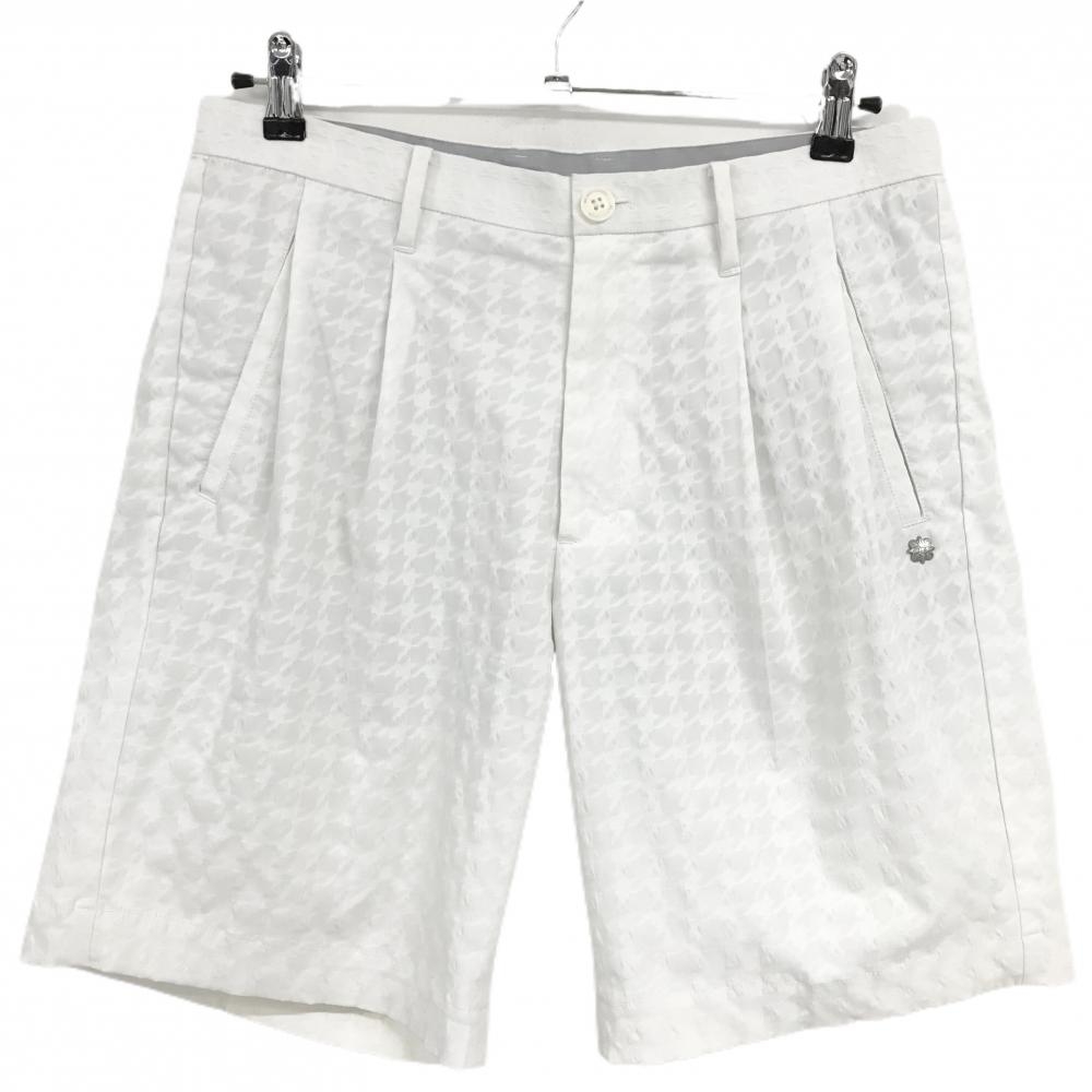 【美品】セントアンドリュース ハーフパンツ 白 千鳥格子柄ジャガード EXストレッチ  メンズ M ゴルフウェア 2025年モデル St ANDREWS