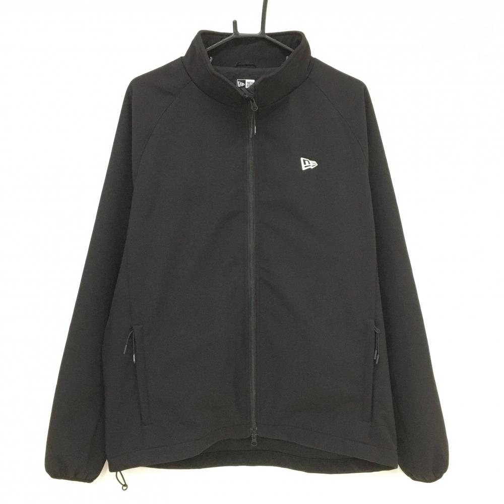 【美品】ニューエラ ジャケット 黒 背面ロゴ 裏地メッシュ ドローコード メンズ XLARGE ゴルフウェア New Era