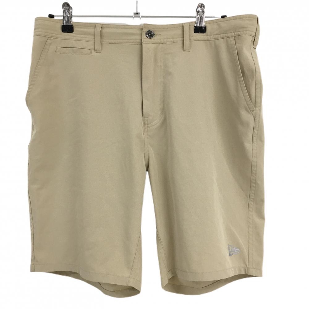 【超美品】ニューエラ ハーフパンツ ベージュ 無地 ウエスト調節紐 メンズ LARGE ゴルフウェア New Era