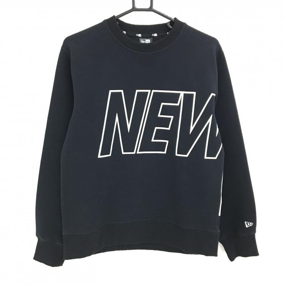 ニューエラ トレーナー 黒×白 ビッグロゴ  メンズ MEDIUM ゴルフウェア New Era