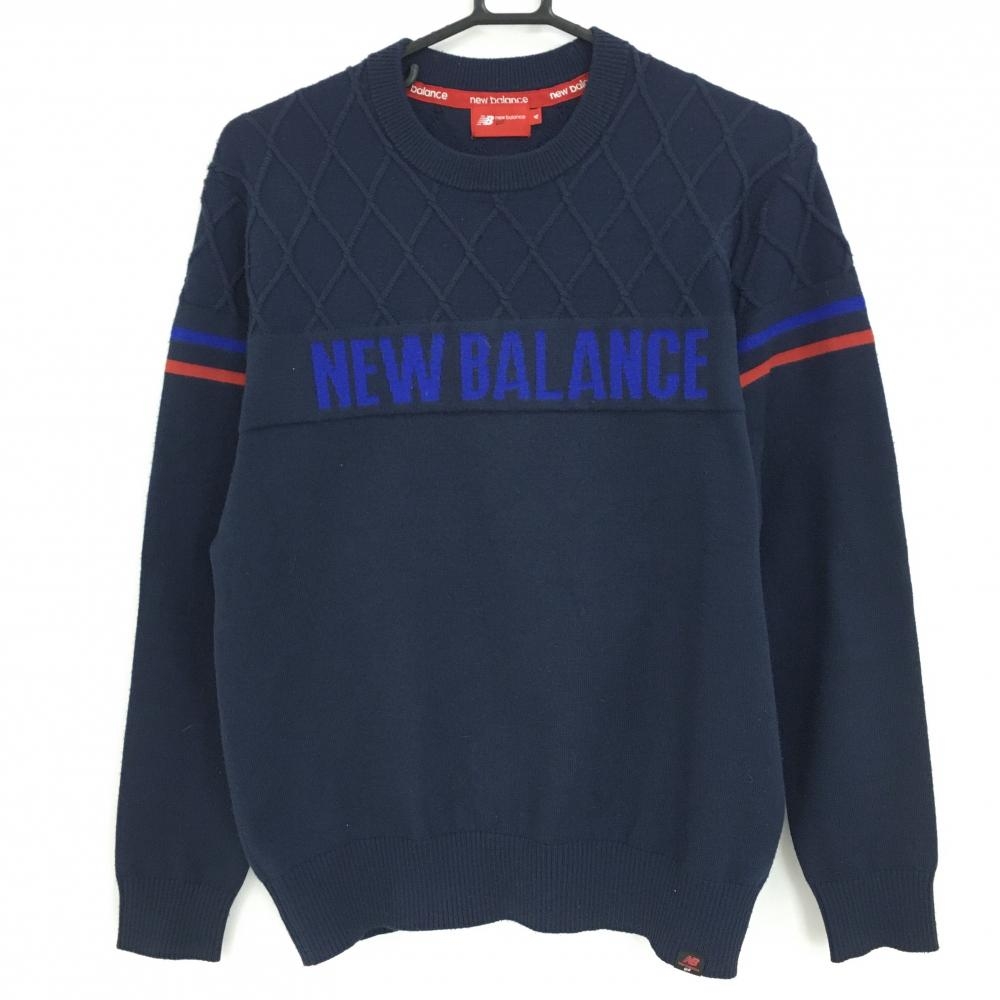 ニューバランスゴルフ セーター ネイビー×ブルー 胸ロゴ ニット  メンズ 4(M) ゴルフウェア New Balance
