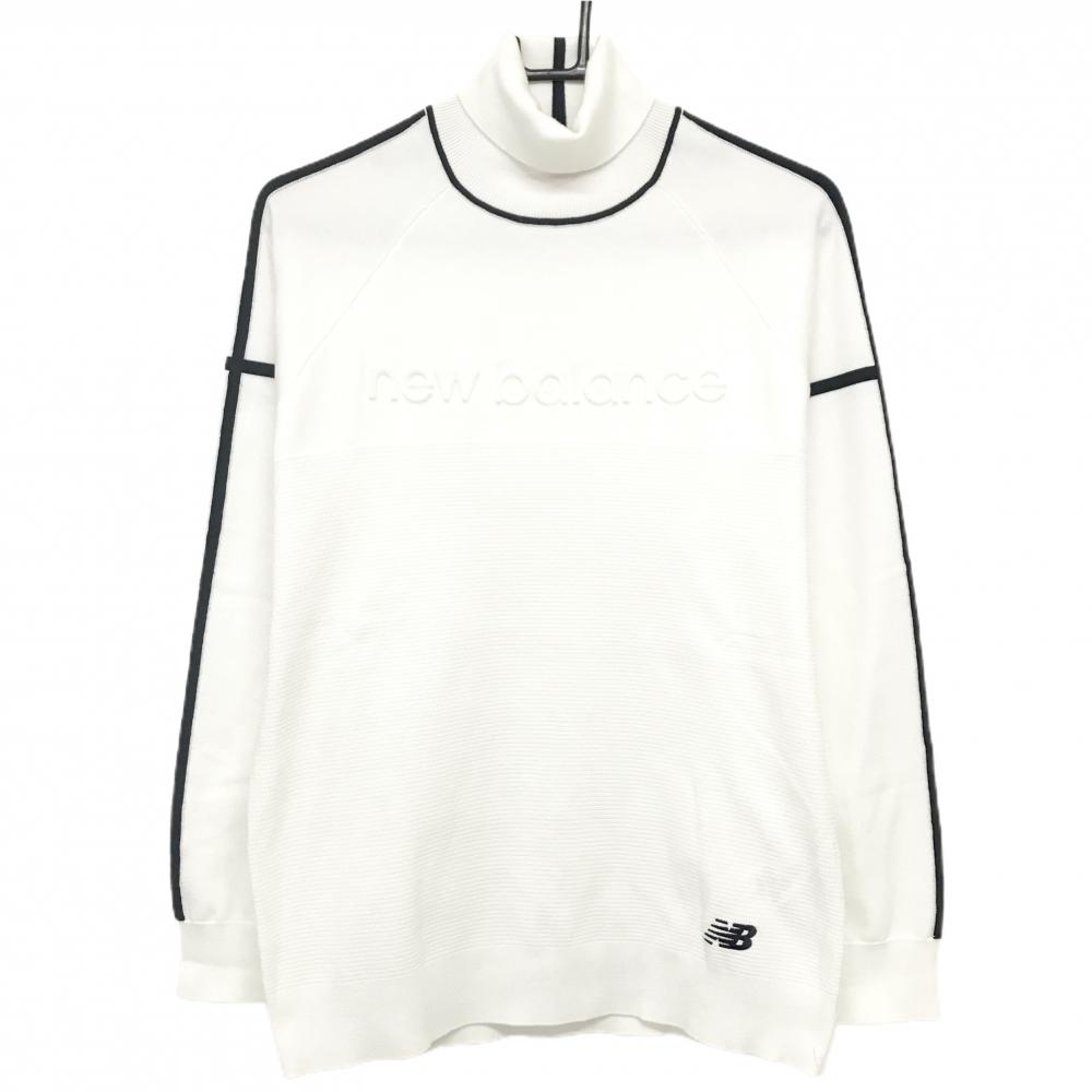 【超美品】ニューバランスゴルフ タートルネックセーター 白×ダークネイビー  メンズ 4(M) ゴルフウェア New Balance