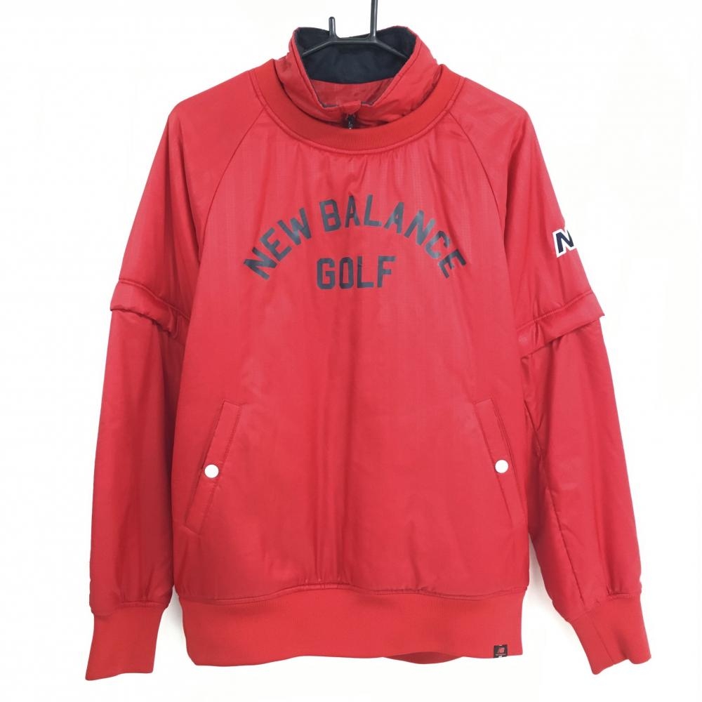 【超美品】ニューバランスゴルフ 中綿4WAYスニード レッド 千鳥格子ストライプ地模様 メンズ 5(L) ゴルフウェア New Balance