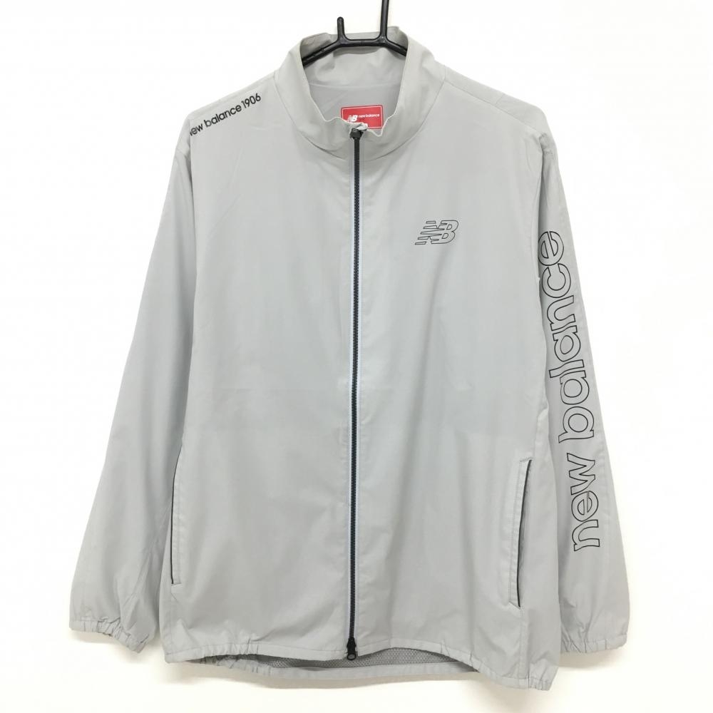 ニューバランスゴルフ ジャケットブルゾン ライトグレー×黒 裏地メッシュ メンズ 6(XL ) ゴルフウェア New Balance
