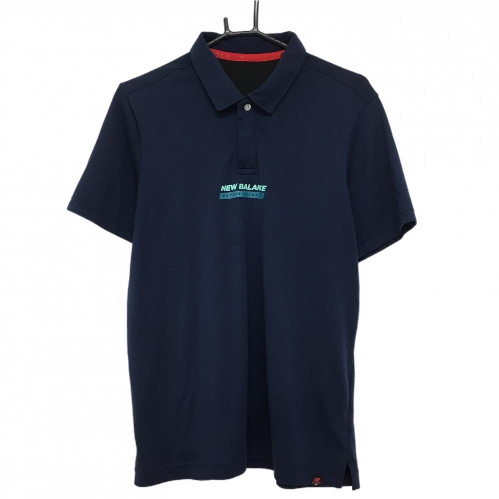 ニューバランスゴルフ 半袖ポロシャツ ネイビー ネックプリントはげ 襟・袖下ほか毛羽立ち メンズ 6(XL) ゴルフウェア New Balance