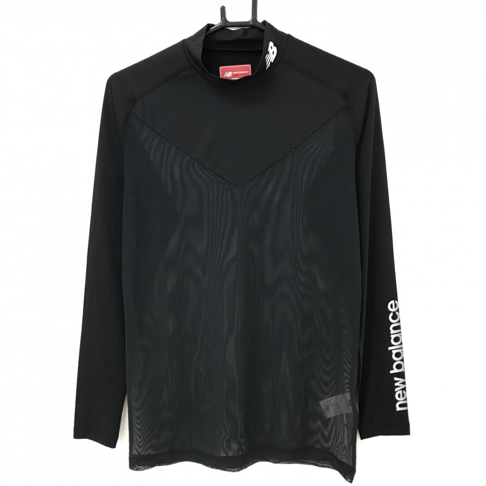 【新品】ニューバランスゴルフ ハイネックインナーシャツ 黒×白 ロゴプリント 透け感 メンズ 5(L) ゴルフウェア 2026年モデル New Balance
