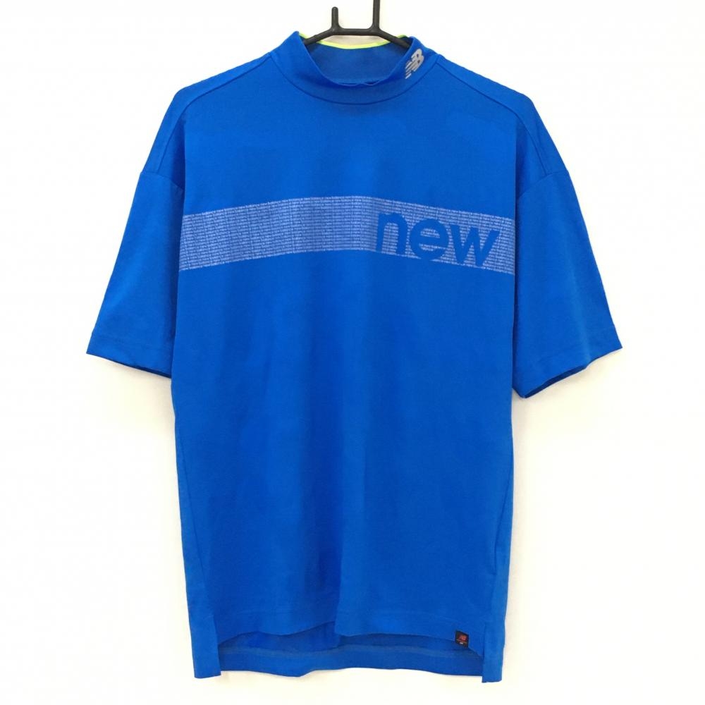 【超美品】ニューバランスゴルフ 半袖ハイネックシャツ ブルー カモフラ地模様 迷彩  メンズ 4(M) ゴルフウェア 2023年モデル New Balance