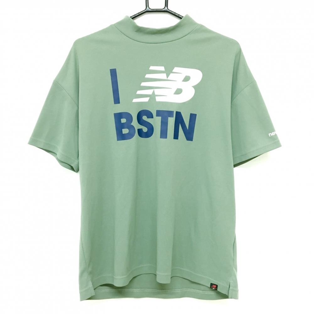 ニューバランスゴルフ 半袖ハイネックシャツ ライトカーキ ビックロゴ  メンズ 6(XL) ゴルフウェア 2023年モデル New Balance